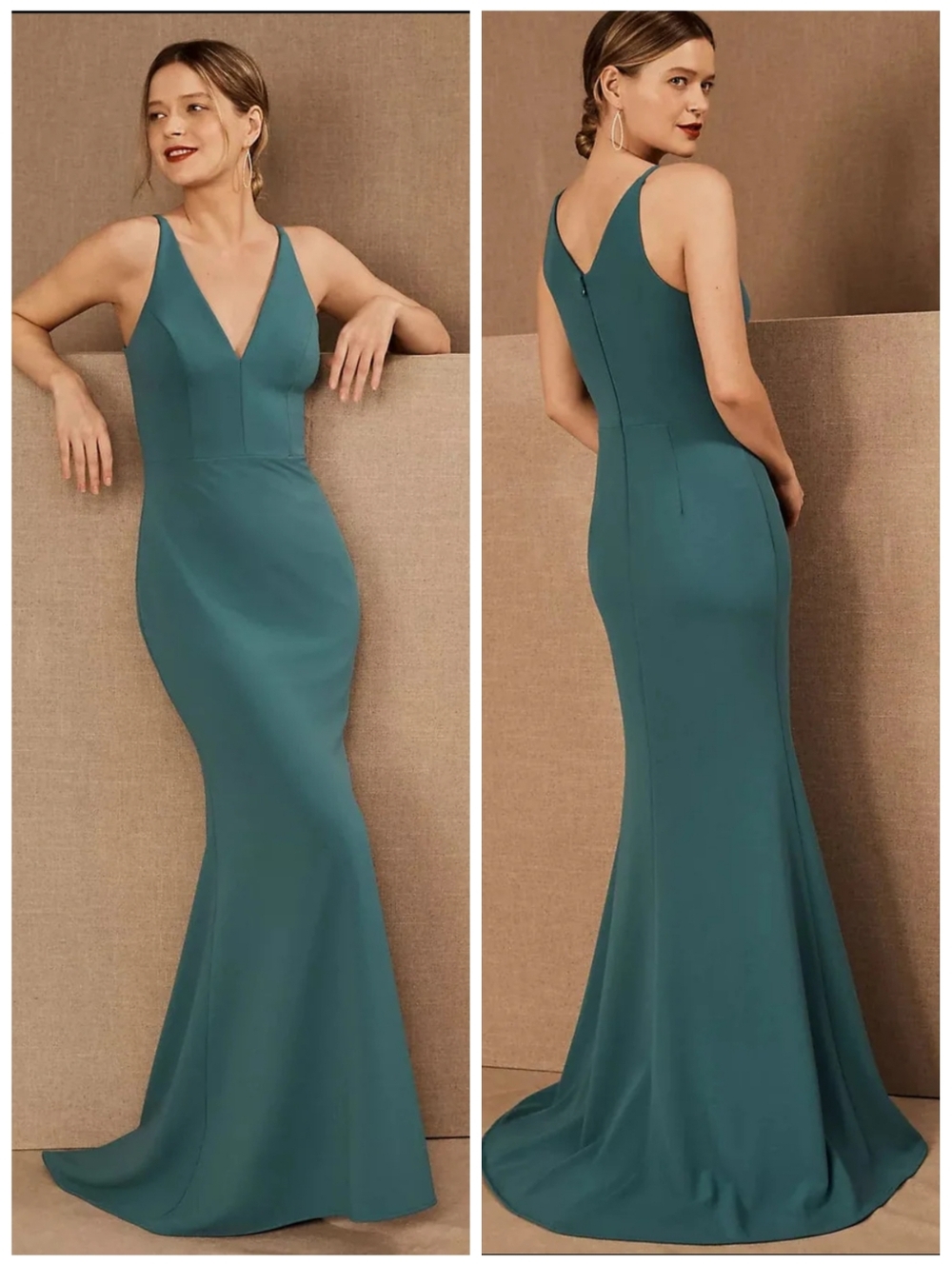 Anthropologie Bhldn Jones Floor Length Dress 10 Teal NWT